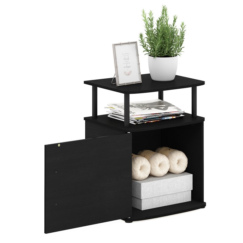 Maklaine Contemporary Engineered Wood Utility Design End Table in Black