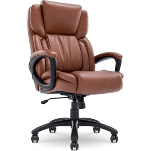 Maklaine Contemporary Executive Office Chair Cognac Bonded Leather