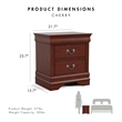 Maklaine Modern Transitional Wood 2-Drawer Nightstand in Cherry