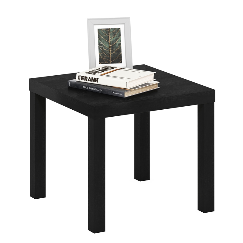 Maklaine Engineered Wood Contemporary Square Side Table in Black