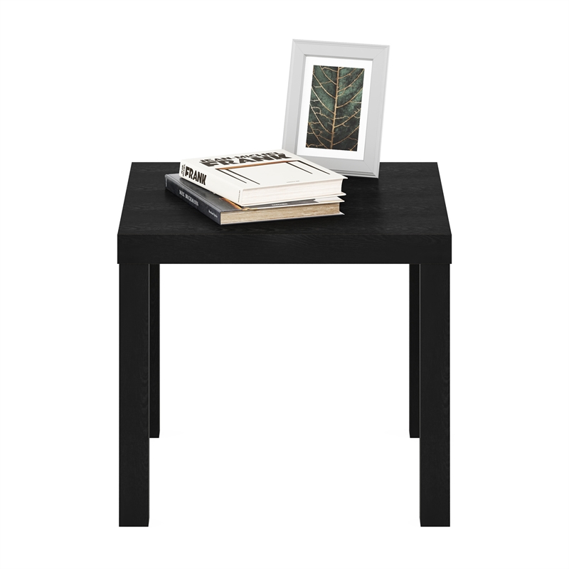 Maklaine Engineered Wood Contemporary Square Side Table in Black