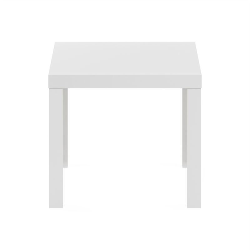 Maklaine Engineered Wood Contemporary Square Side Table in White