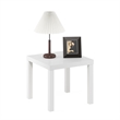 Maklaine Engineered Wood Contemporary Square Side Table in White