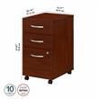 Maklaine Engineered Wood 3 Drawer Mobile File Cabinet in Hansen Cherry