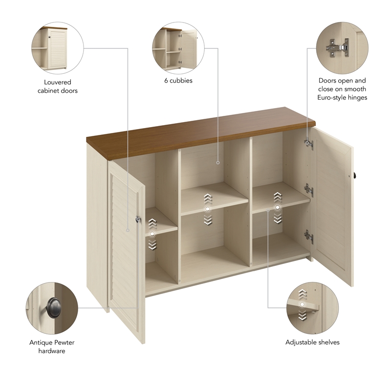 Maklaine Farmhouse Engineered Wood Accent Cabinet with Doors