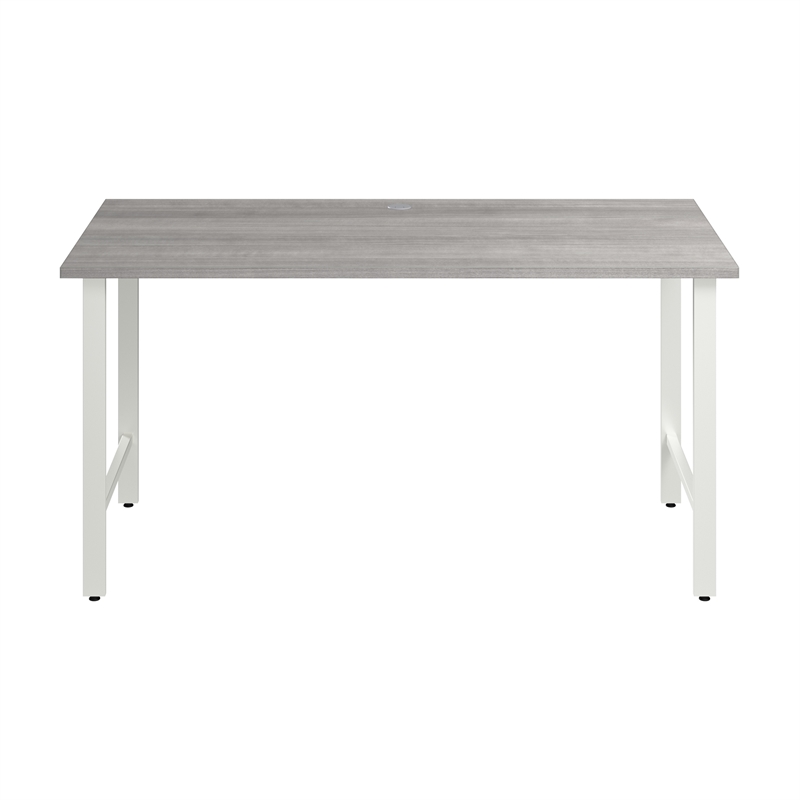 Maklaine Engineered Wood 60W Computer Desk with Metal Legs in Platinum Gray