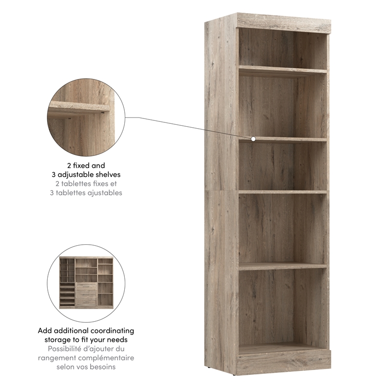 Maklaine Engineered Wood 25W Closet Organizer in Rustic Brown