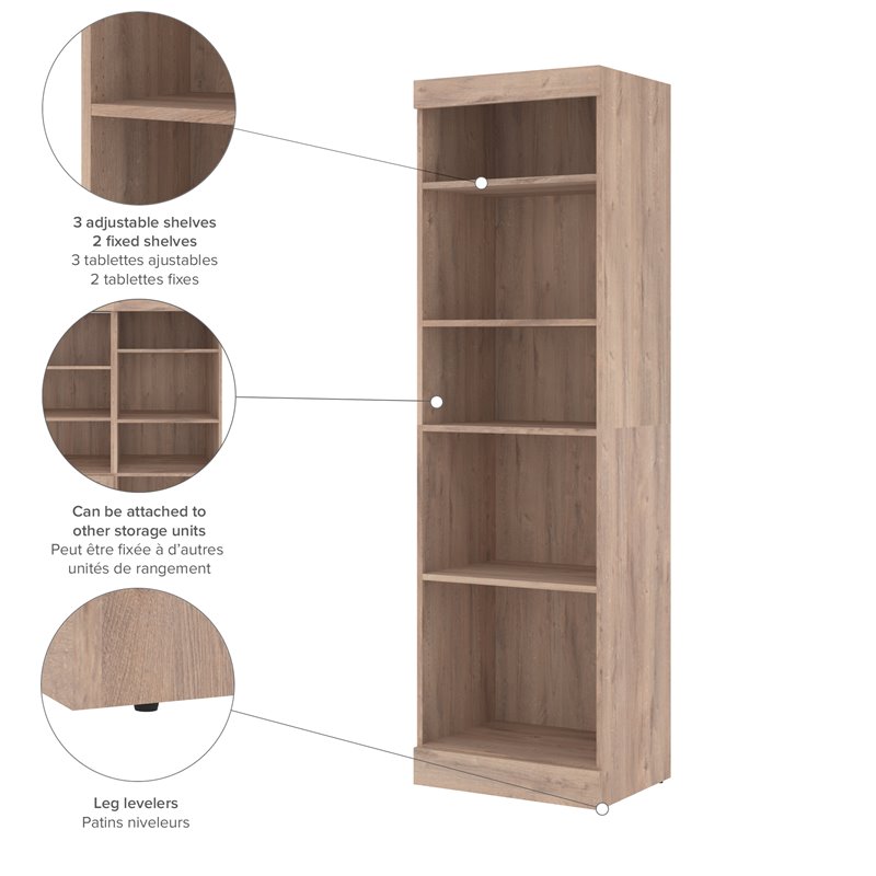 Maklaine Engineered Wood 25W Closet Organizer in Rustic Brown