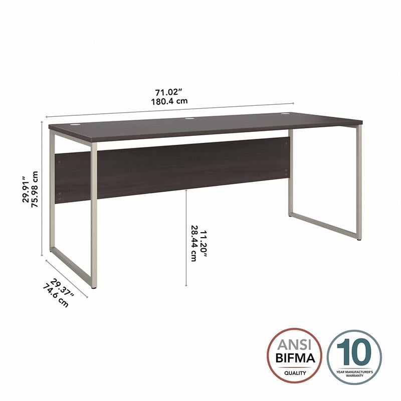 Maklaine Engineered Wood 72W x 30D Computer Table Desk in Storm Gray