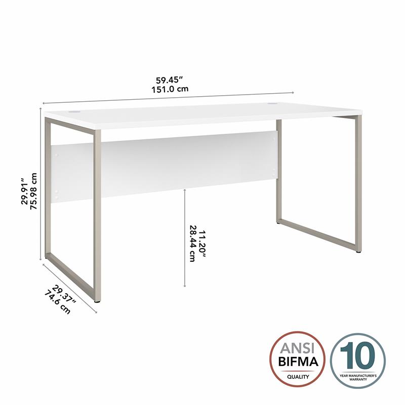 Maklaine Engineered Wood 60W x 30D Computer Table Desk in White