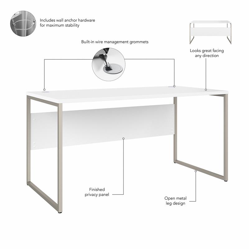 Maklaine Engineered Wood 60W x 30D Computer Table Desk in White