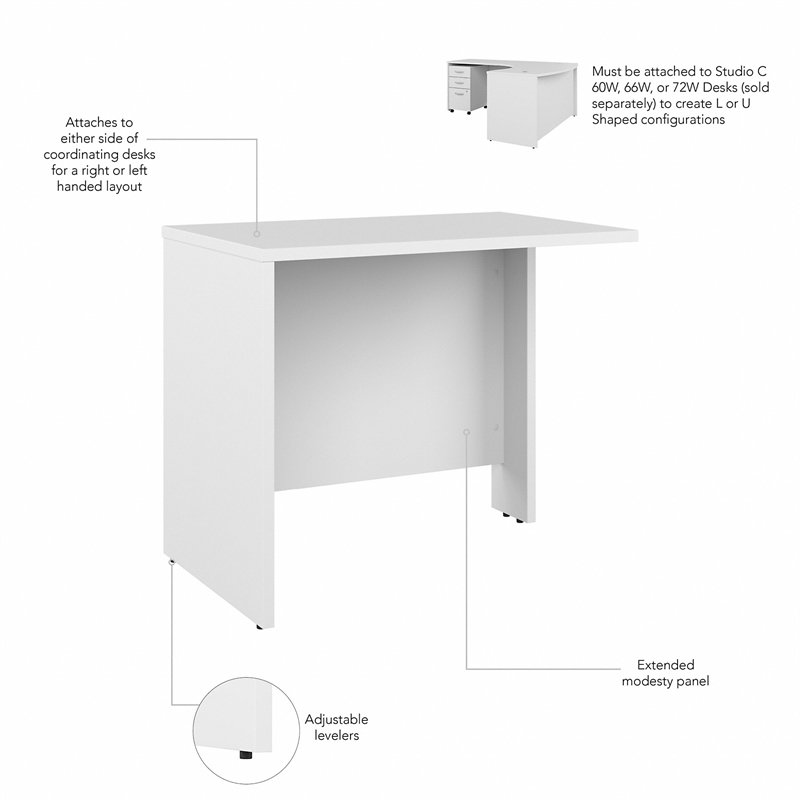 Maklaine Contemporary Engineered Wood 36W Bridge/Return in White