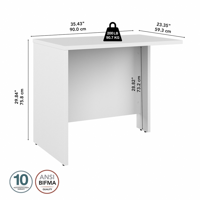Maklaine Contemporary Engineered Wood 36W Bridge/Return in White
