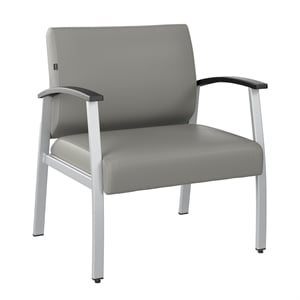 Maklaine Contemporary Waiting Room Guest Chair in Light Gray Vinyl