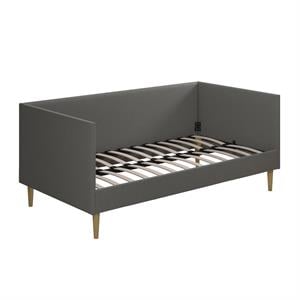 Maklaine Mid-Century Upholstered Daybed Twin Size in Gray Linen
