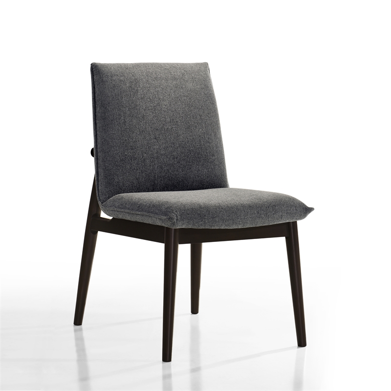 Maklaine Solid Wood Upholstered Dining Chairs in Gray (Set of 2)
