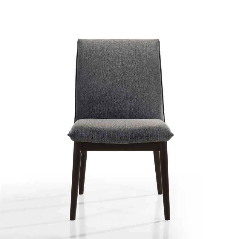 Maklaine Solid Wood Upholstered Dining Chairs in Gray (Set of 2)