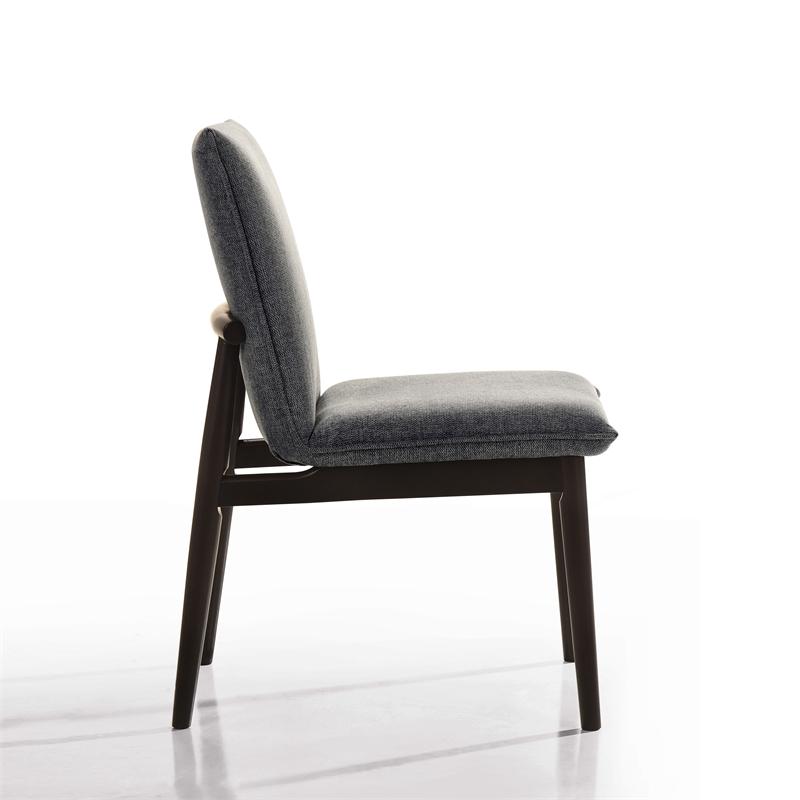 Maklaine Solid Wood Upholstered Dining Chairs in Gray (Set of 2)