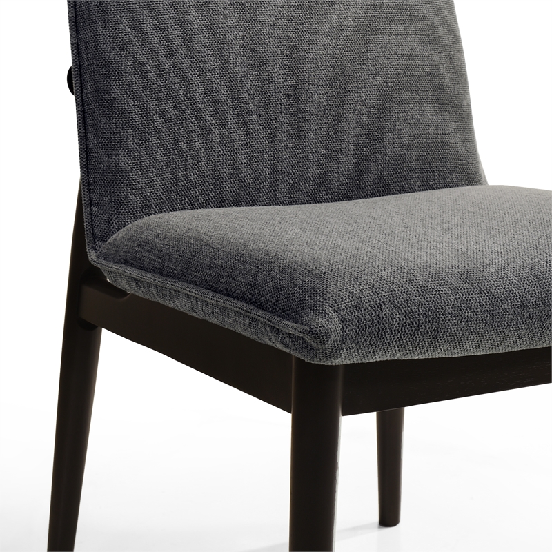 Maklaine Solid Wood Upholstered Dining Chairs in Gray (Set of 2)