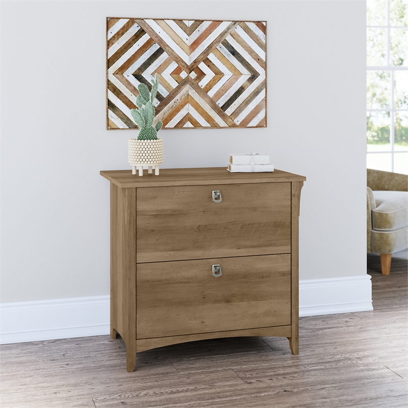 Maklaine Contemporary 2 Drawer File Cabinet in Reclaimed Pine