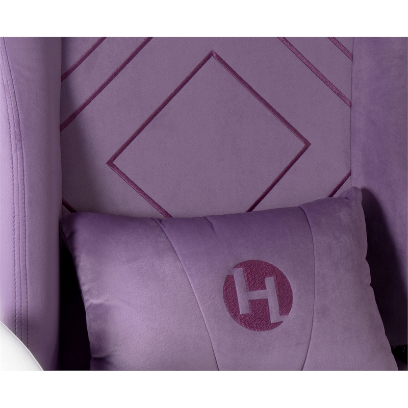 Maklaine Contemporary Sport Velvet Fabric Gaming Chair in Purple
