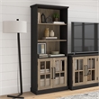 Maklaine Engineered Wood Transitional 5 Shelf Bookcase with Glass Doors