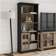 Maklaine Engineered Wood Transitional 5 Shelf Bookcase with Glass Doors