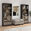 Maklaine Engineered Wood Transitional 5 Shelf Bookcase with Glass Doors
