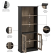 Maklaine Engineered Wood Transitional 5 Shelf Bookcase with Glass Doors