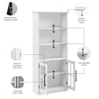 Maklaine Engineered Wood Transitional 5 Shelf Bookcase with Glass Doors