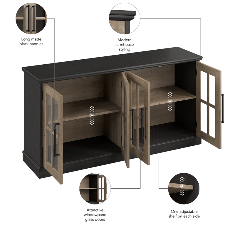 Maklaine Elegant Engineered Wood Transitional 60W Sideboard Cabinet