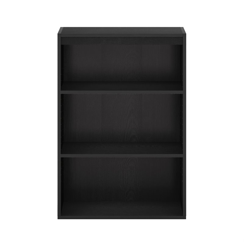 Maklaine Contemporary Engineered Wood 3-Tier Open Shelf in Black