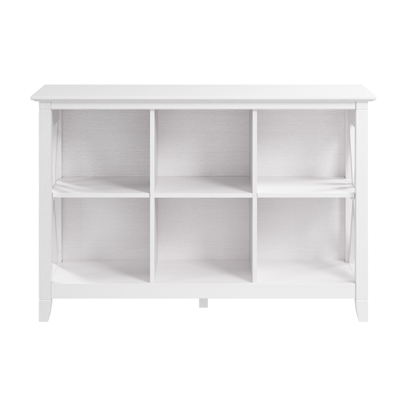 Maklaine Farmhouse Engineered Wood 6 Cube Bookcase in Pure White Oak