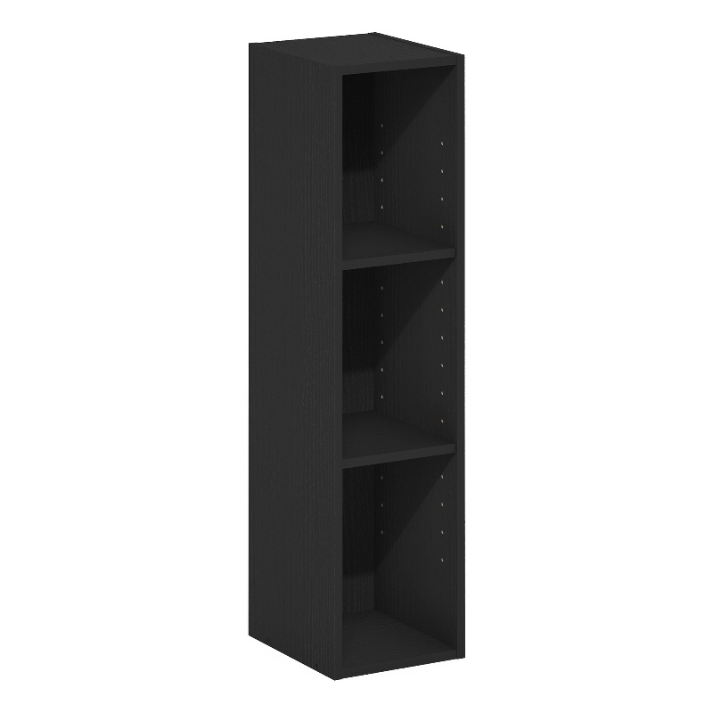 Maklaine 3-Tier Storage Shelf Bookcase in 8-Inch Width in Blackwood