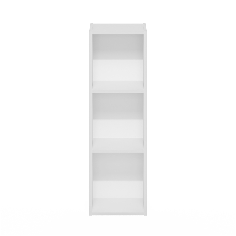 Maklaine 3-Tier Storage Shelf Bookcase in 10-Inch Width in White
