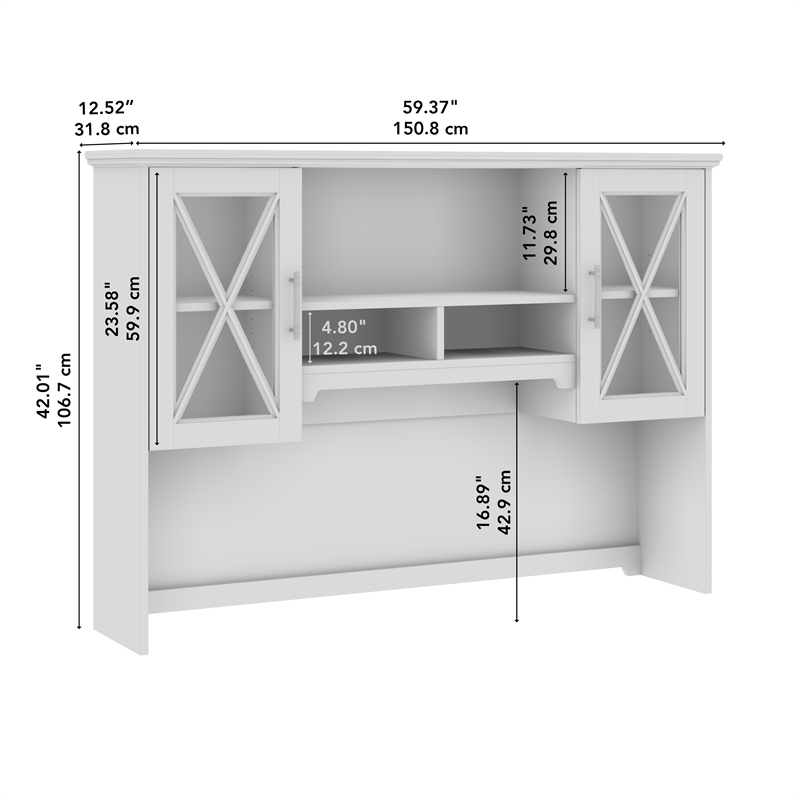 Maklaine Engineered Wood Hutch for Buffet Cabinet in Linen White Oak
