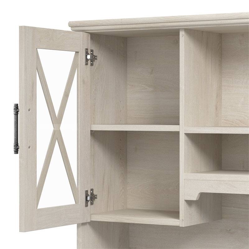 Maklaine Engineered Wood Hutch for Buffet Cabinet in Linen White Oak
