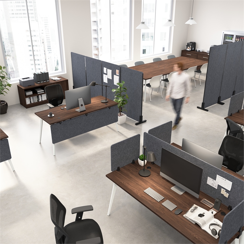 Maklaine Contemporary 58W Desktop Privacy Screen in Cool Charcoal