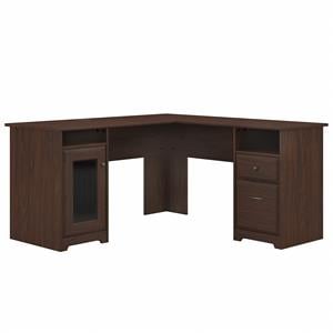 Maklaine Engineered Wood 60W L Shaped Computer Desk in Modern Walnut