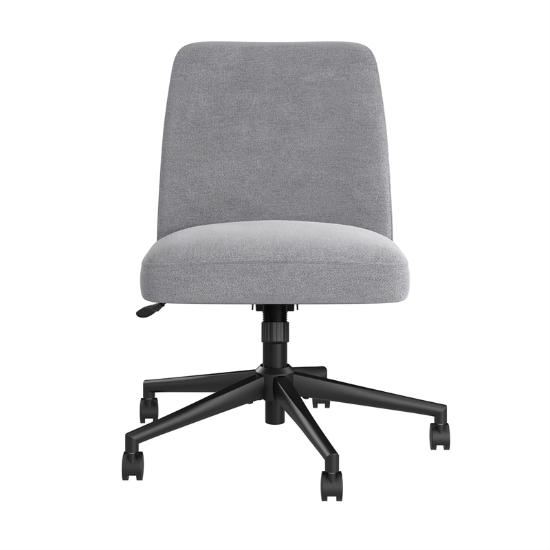Maklaine Mid Back Armless Office Chair with Wheels in Cool Gray Fabric