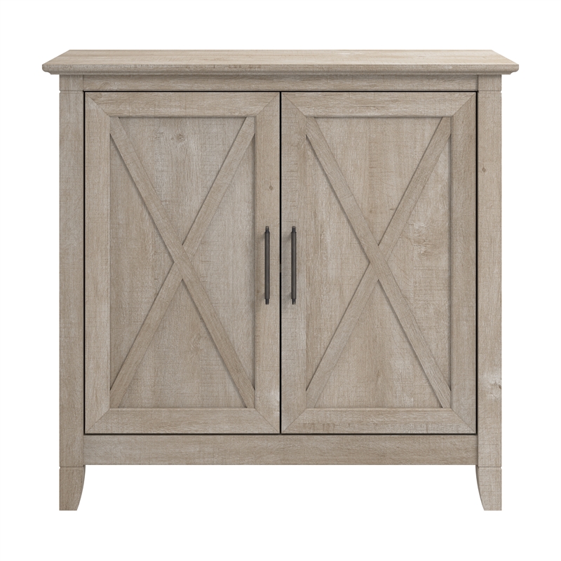 Maklaine Engineered Wood Small Storage Cabinet with Doors in Washed Gray