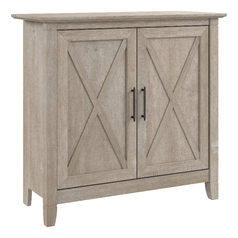 Maklaine Engineered Wood Small Storage Cabinet with Doors in Washed Gray