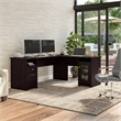 Maklaine Engineered Wood Computer Desk with Storage in Espresso