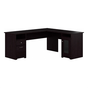 Maklaine Engineered Wood Computer Desk with Storage in Espresso