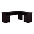 Maklaine Engineered Wood Computer Desk with Storage in Espresso