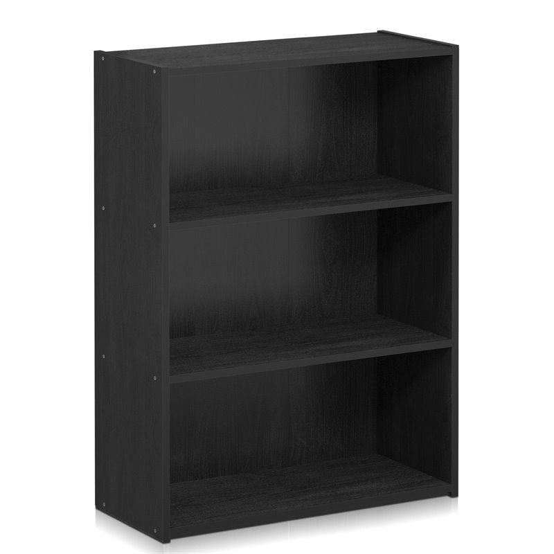 Maklaine Engineered Wood 3-Tier Open Shelf in Americano Black