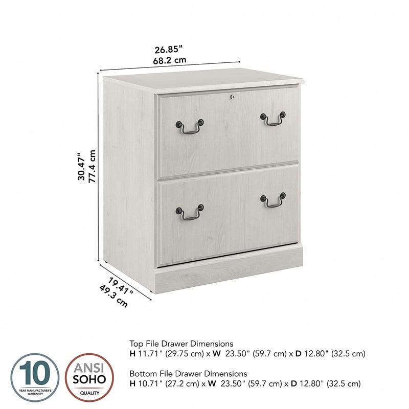Maklaine Engineered Wood 2 Drawer Lateral File Cabinet in Linen White Oak