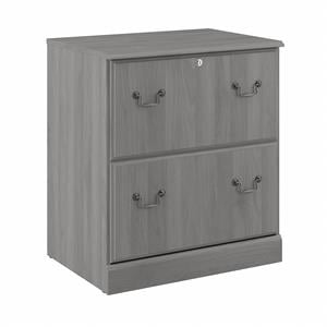 Maklaine Engineered Wood 2 Drawer Lateral File Cabinet in Modern Gray