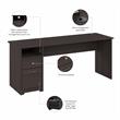 Maklaine Engineered Wood 72W Computer Desk with Drawers in Heather Gray