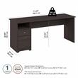 Maklaine Engineered Wood 72W Computer Desk with Drawers in Heather Gray